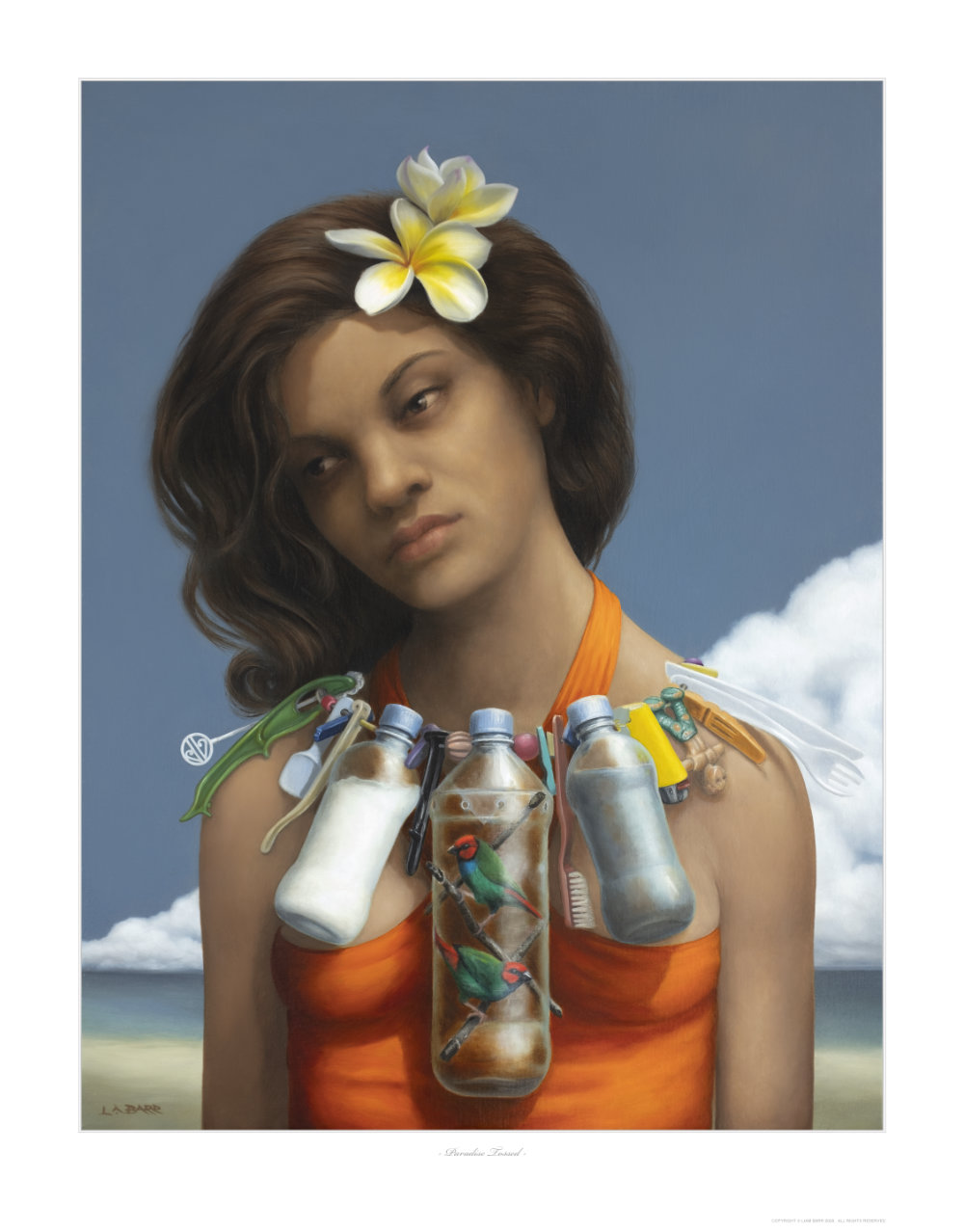 Portrait of a girl with frangipani flower